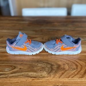 Toddler Nike Free 5.0 Grey/Orange Size 7c